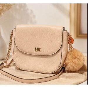 Michael Kors Half Dome Leather Crossbody Blush Pink
